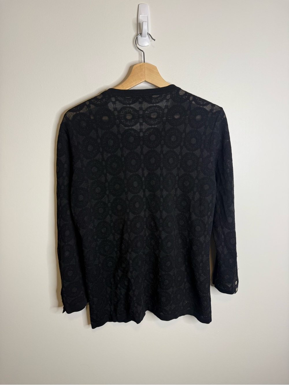 Karl Lagerfeld Black Textured Knit Cardigan size large - Picture 10 of 10